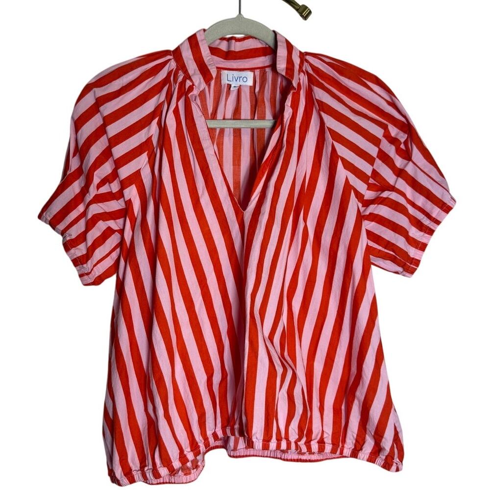 Livro Striped Cotton Short Sleeve Top Sz. M